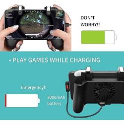 iDub Mobile Gaming Controller - Game Phone Grip with Joystick, Power Bank Charger, Cooling Fan - Android, iPhone Gamer Accessories - Finger Triggers for PUBG, Fortnite, Battle Royale, Shooting Games