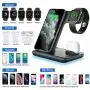 WAITIEE Wireless Charger, 3 in 1 Qi-Certified 15W Fast Charging Station for Apple iWatch Series 5/4/3/2/1,AirPods, Compatible with iPhone 11 Series/XS MAX/XR/XS/X/8/8 Plus/Samsung (Black)