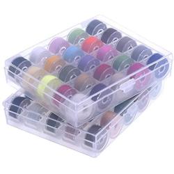 Outus Prewound Thread Bobbins with Bobbin Box for Brother/Babylock/Janome/Elna/Singer, Assorted Colors, 50 Pieces