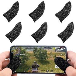 Newseego Mobile Game Controller Finger Sleeve Sets [6 Pack], Anti-Sweat Breathable Full Touch Screen Sensitive Shoot Aim Joysticks Finger Set for PUBG/Knives Out/Rules of Survival-Black