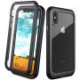 Eonfine iPhone X Case/iPhone Xs Case, Built-in Screen Protector Real 360° Full Body Protection Heavy Duty Shockproof Rugged Cover Skin for iPhone X/Xs 5.8inch (Black/Clear)