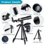 HUTACT Telescope for Kid HD 90X Refractor Telescopes for Astronomy Adjustable Tripod, Phone Adapter, Moon Map, Moon Filter,Compass