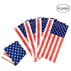 LUFF 4 Pack American Flag Glasses Pouch and Glasses Cloth USA Microfiber Soft Storage Bag