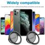Phone Ring Holder Finger Kickstand - 360° Rotation Metal Ring Grip for Magnetic Car Mount, Compatible with All Smartphone