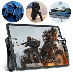 PUBG Mobile Controller for Tablet - Aovon 4 Triggers [6 Finger Operation] Sensitive L1R1 L2R2 Shoot Aim Trigger Gamepad Grip, Support 5.5-12.9 inch iPad & Tablet (Black)