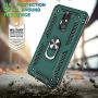 LG Stylo 5 Case, LG Stylo 5 Plus Case, LG Stylo 5V Case with Tempered Glass Screen Protector [2Pack], Jshru Military Grade Phone Case with Ring Car Mount Kickstand for LG Stylo 5X Midnight Green