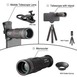 Apexel Phone Photography Kit-Flexible Phone Tripod +Remote Shutter +4 in 1 Lens Kit- 18X Telephoto Lens, Fisheye, Macro & Wide Angle Lens for iPhone 11/XS Max/XR/ XS/X 8 7 Plus Samsung OnePlus Phones