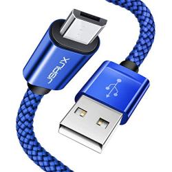 JSAUX Micro USB Cable Android, (2-Pack 6.6FT) Micro USB to USB A High Speed Sync Charger Nylon Braided Cord Compatible Samsung Galaxy S6 S7 Edge J7 Note 5,Kindle,LG,PS4,Camera,Smartphones(Blue)