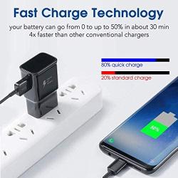 Adaptive Fast Charger Cable Compatible Samsung Galaxy S10 / S10+ / S10e / S8 / S9 / Plus/Edge/Active/Note 8 / Note 9, Wall Plug Power Adapter with USB Type C Cord (2 Pack)