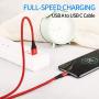 Cabepow 3Pack 6Ft USB Type C Cable, 3A Fast Charge Cord Compatible with Samsung Galaxy S10 / S9 / S8 / Note 8,LG V20 / V30 / V40, Premium Nylon Braided USB-C to USB-A Fast Charging C Cables (Red)