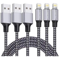 iPhone Charger, YUNSONG 3Pack 6FT Nylon Braided Lightning Cable Charging Cord USB Cable Compatible with iPhone 11 Pro Max XS XR X 8 7 6S 6 Plus SE 5S 5C 5 iPad