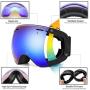 Ski Goggles,OTG Anti-Fog Snowboard Skate Snowmoblie Interchangeable Double Layer Spherical Lens Frameless Snow Goggles Men Women Juli BNC