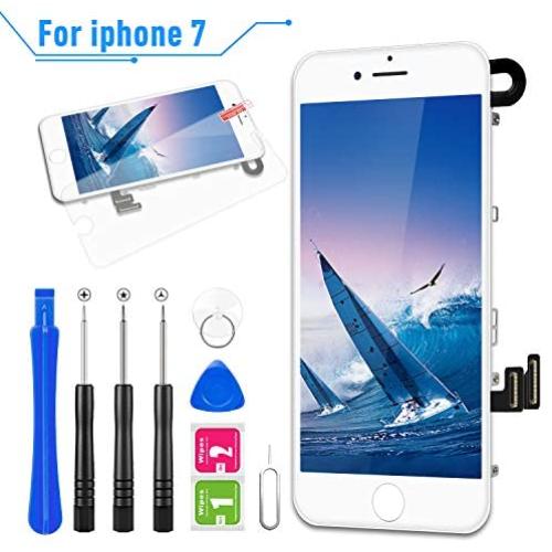 Compatible with iPhone 7 Screen Replacement White 4.7 Inch Full Assembly LCD Display Digitizer with Front Camera, Ear Speaker, Proximity Sensor and Repair Tool Kit (A1660, A1778, A1779)