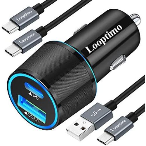 Fast PD USB C Car Charger,Compatible with Samsung Galaxy note20/10/9,S20 /S20/S10/S9/S8, Google Pixel 4/4XL/3XL/3/3a, Power Delivery & Quick Charge 3.0(Fast Charging USB C Cord 3.3Ft 2 Pack Included)