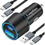 Fast PD USB C Car Charger,Compatible with Samsung Galaxy note20/10/9,S20 /S20/S10/S9/S8, Google Pixel 4/4XL/3XL/3/3a, Power Delivery & Quick Charge 3.0(Fast Charging USB C Cord 3.3Ft 2 Pack Included)