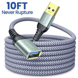 10FT USB 3.0 Extension Cable Type A Male to Female Extension Cord AINOPE High Data Transfer Compatible with USB Keyboard,Mouse,Flash Drive, Hard Drive