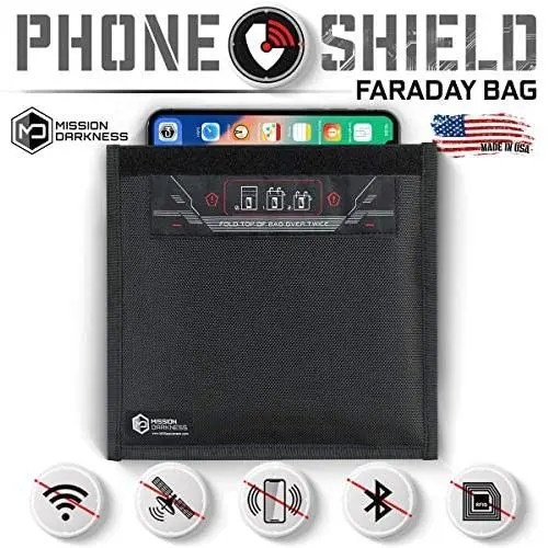 Mission Darkness Non-Window Faraday Bag for Phones - Device Shielding for Law Enforcement, Military, Executive Privacy, Travel & Data Security, Anti-Hacking & Anti-Tracking Assurance
