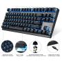 MOTOSPEED 2.4GHz Wireless/Wired Mechanical Keyboard 87Keys Led Backlit Blue Switches Type-C Gaming Keyboard for Gaming and Typing,Compatible for Mac/PC/Laptop