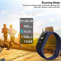 Blood Pressure Watch Fitness Tracker RIVERSONG Waterproof Color Screen Sport Smart Bracelet Band Activity Monitor with Heart Rate Calories Pedometer Sleeping Tracking Call/SMS Reminder for Smartphones