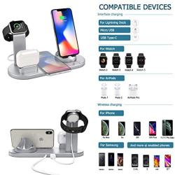 LUKKAHH Wireless Charger, 4 in 1 Wireless Charging Station for Apple Watch and Airpods Pro, Charger Stand for Multiple Devices, Qi Fast Wireless Charging Dock for iPhone 11/11 Pro Max/X/XS/XS/8/8 Plus