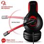 Gaming Headset,DLAND 3.5mm Wired Bass Stereo Noise Isolation Gaming Headphones for Online Gaming with Mic for Laptop Computer, Cellphone, PS4 and so on- Volume Control (Black and Red)