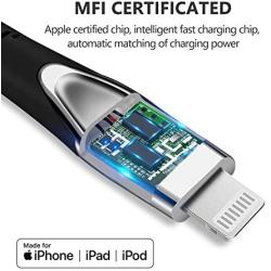 KINPS Apple MFI Certified Lightning Cable 10FT, Upgrade iPhone Charger Cord Compatible with iPhone Xs Max/XS/XR/X/8 Plus/8/7 Plus/7/6S Plu/6Ss, iPad, (Black)