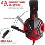 Gaming Headset with Mic and LED Light for Laptop Computer, Cellphone, PS4 and Son on, DLAND 3.5mm Wired Noise Isolation Gaming Headphones - Volume Control.(Black and Red)