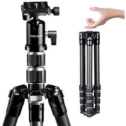 K&F Concept 61" Carbon Fiber Camera Tripod,B210 Professional Lightweight Compact Tripod with 2 Sections Central Column 360 Degree Ball Head and Carrying Case for Digital Camera/Camcorder