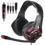 LETTON L3 Stereo Gaming Headset for PS4, Xbox One Controller, PC, Over Ear Headphones with Noise Cancelling Mic, LED Light, Bass Surround, Soft Memory Earmuffs for Laptop Mac Nintendo Switch Games