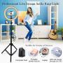 10" Selfie Ring Light with Adjustable Tripod Stand, 3 Modes 10 Brightness Levels with 120 LED Bulbs 5500K, LED Ring Light with Phone Holder for Vlogs, Live Stream, Phone,YouTube,Self-Portrait Shooting