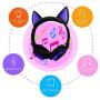 OUYAWEI Cute Cat Ear Rechargeable Gaming Headset with LED Lights Colorful Over Ear Foldable Headphones with Mic for Cell Phone Purple
