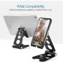 Adjustable Cell Phone Stand, iKsee Smartphone Tablet Stand, Dual Foldable Phone Holder, Cradle for iPhone 12 11 Pro XS Max 8 X 7 6 6s Plus 5 5s 5c Tablet E-Reader(4-13"), Desk Accessories-Black