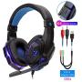 Professional Led Light Gaming Headphones for Computer PS4 Adjustable Bass Stereo PC Gamer Over Ear Wired Headset with Mic Gifts Suitable for Mobile Phones and Computers (Color : BlackRed with Light)