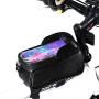 EBIKELING Front Frame Phone Bag for Bike - Waterproof Bicycle Top Tube Cycling Phone Mount Pack - Touch Screen Phone Holder Case with Screen Sun Visor for 6.5’’ iPhone 11 Pro + Plus xs Max