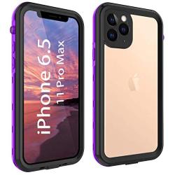 Case for iPhone 11 Pro Max 2019, Waterproof Case Dual Layer with Built in Screen Protector Slim Fit Full Body Cover Clear Case Anti-Drop Daily Use Bumper Compatible with iPhone 11 Pro Max 6.5 (Purple)