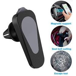 Magnetic Phone Car Mount, Sky castle Cell Phone Holder for Car Universal Air Vent Magnet Car Phone Mount Window Breaker Punch and Seat Belt Cutter Compatible with iPhone Xs Max XR X 8 7 6S 6 Plus