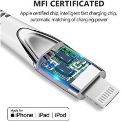 KINPS Apple MFI Certified Lightning Cable 10FT, Upgrade iPhone Charger Cord Compatible with iPhone Xs Max/XS/XR/X/8 Plus/8/7 Plus/7/6S Plu/6Ss, iPad, (White)