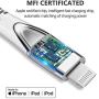 KINPS Apple MFI Certified Lightning Cable 10FT, Upgrade iPhone Charger Cord Compatible with iPhone Xs Max/XS/XR/X/8 Plus/8/7 Plus/7/6S Plu/6Ss, iPad, (White)