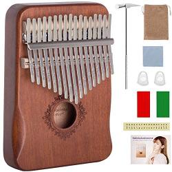 Kalimba Thumb Piano 17 Keys with Tuning Hammer and Study Instruction,Portable Mbira Sanza Finger Piano, Musical Intruments Gifts for Kids Adults Beginners