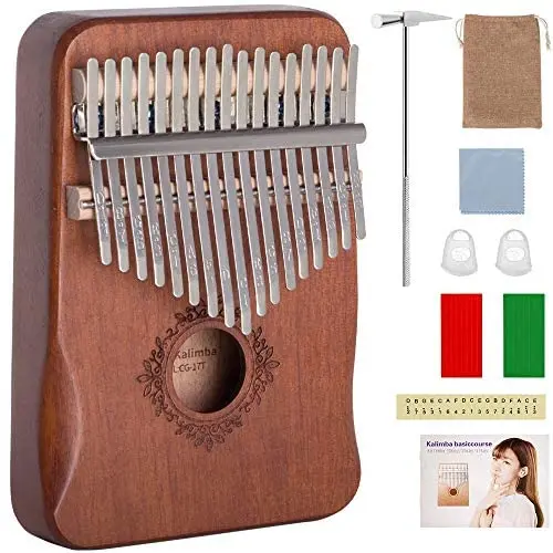 Kalimba Thumb Piano 17 Keys with Tuning Hammer and Study Instruction,Portable Mbira Sanza Finger Piano, Musical Intruments Gifts for Kids Adults Beginners