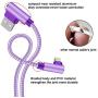 iPhone Charger Cable，90 Degree Lightning Cable 10 FT iPhone Cable Braided Syncing & Charging Cord for iPad/iPhone11/ XS/Max/XR/X/8/7/6/iPod(Purple)