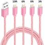 4 Pack(3ft,6ft,6ft,10ft),MFi Certified iPhone Charger Lightning Cable High Speed Nylon Braided USB Fast Charging&Data Syncs Cord Compatible iPhone 11 Pro Xs MAX XR 8 8 Plus 7 7 Plus 6s (Rosegold)