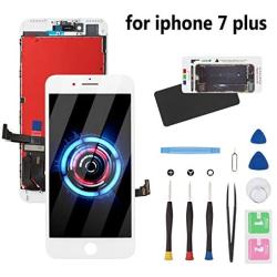 for iPhone 7 Plus Screen Replacement White LCD Screen 5.5" Touch Display 3D Digitizer Frame Assembly Set Compatible with A1661, A1784, A1785 with Screen Protector and Repair Tools Kit