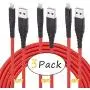 iPhone Charger Cord,3 Pack 10 ft Lightning Cable & Data Sync Fast 10 Foot Nylon Braided Cord Compatible with iPhone Xs max/xr/x/8/8 Plus/7/7plus/6/6s Plus/5s/5,iPad(red) iPhone Charger Cord,3 Pack 10 ft Lightning Cable & Data Sync Fast 10 Foot Nylon Braided Cord Compatible with iPhone Xs max/xr/x/8/8 Plus/7/7plus/6/6s Plus/5s/5,iPad(red)