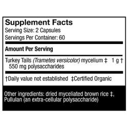 Host Defense, Turkey Tail, 120 Capsules, Natural Immune System and Digestive Support, Daily Mushroom Mycelium Supplement, USDA Organic, 60 Servings