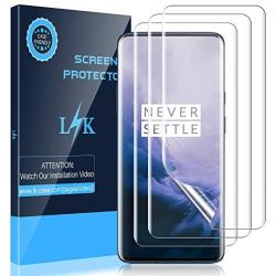 LK [3 Pack] Screen Protector for Oneplus 7 Pro/Oneplus 7t Pro/Oneplus 7 Pro 5G, [Ultrasonic Fingerprint Compatible] Flexible TPU Film HD Clear, Anti-Scratch, Case Friendly