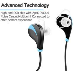 Rotibox Athletic Series CSR Chip V4.0 Bluetooth Stereo In-Ear Headphone for iPhone 6, 6 Plus, 5, 5C, 5S, 4S, iPad, LG G2, Samsung Galaxy Note 4, Note 3, S6, S5, S4, S3 and Android Cell Phones - Black