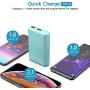 (Pocket-Size) Portable Charger Quick Charge POWEROWL (10000mAh, Dual High-Speed Output, Universal) Lightest Travel Power Bank, External Battery Pack for Smartphone - Teal