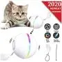 YOFUN Interactive Cat Toys, Automatic Cat Toy Ball, USB Charging Pet Toy, Built-in Spinning LED Light, Newest Version with 2 Lightening Modes & Attached Feather with Bell,Insert Catnip