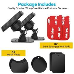 [2 Pack] Magnetic Phone Car Mount, APPS2Car Sturdy Stick-on Universal Cell Phone Holder Car Built-in Amazing Strong Magnets, Hands Free Car Phone Mount with Strongest VHB Adhesive Mounting Base